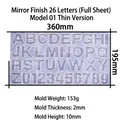 Silikonform für Buchstaben und Zahlen 360x195mm mit 10mm hohen Schriftzeichen - Spiegel Alphabet - Dünn - Positiv 01