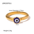 Anello in acciaio dorato con occhio turco blu e finitura martellata, diametro interno 1,73 cm - Anello Malocchio Tondo Martellato (JDR2307011)