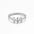 Silberner Edelstahlring mit polierter Engelszahl 444 und verstellbarem Design - 444 Stahl