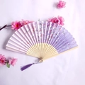 Japanese style purple folding fan with bamboo frame and delicate cherry blossom pattern - Purple Gradient Cherry Blossom Style (Elegant Women's Fan-15)
