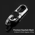 Llavero de metal negro mate para coche con hebilla en D y anillos dobles, 6.54cm x 2.55cm - Sin Logo / Negro