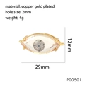 Macro shot of evil eye jewelry connector in copper gold plating with 2mm dual holes - Clear