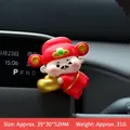Cute resin God of Wealth car ornament with gold ingot, red finish, 39x30x52mm size - Fortune God Blessing (3154)