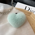Light green heart-shaped faux fur scrunchie hair accessory with soft plush texture - Fresh Green