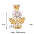 Golden angel pendant with white zircon stones and dimensions showing 11mm height - Angel / Gold