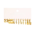 6-pair set of fashion gold hoop earrings in assorted styles on display card - Gold C-Shape Twist Hoop Style (5652301)