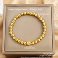 Bracciale a perline in acciaio inossidabile dorato con ciondolo a stella in oro 18K - Esagramma Oro (Perline da 6 mm)