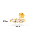 Golden stainless steel stud featuring three horizontal zircon stones with 1.03cm width - Triple Stone Bar (0159-10#) / Gold Yellow