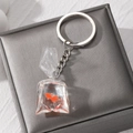 Creative resin goldfish water bag keychain with realistic orange fish and silver ring - Red Small Fish