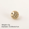 Golden copper spacer bead with dark pavé zircon crystals, 1cm diameter and 2g weight - 10MM Brown Zirconia Gold Plated