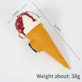 Faux ice cream cone magnet with white cream, red syrup and colorful sprinkles - White