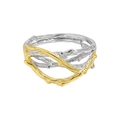 Irregular vine design S925 sterling silver open ring with gold and silver dual-tone plating - Adjustable Open / White Gold + 18K Gold