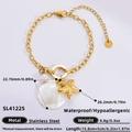 Bracelet chaîne océan en acier inoxydable avec breloques coquillage et étoile de mer dorées - Coquillage Étoile de Mer Thème Océan (SL41225)