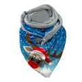 Detail of blue Christmas scarf featuring festive elk patterns and warm grey fleece lining - Blue Christmas Elk