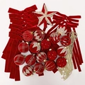 Set de lazos de terciopelo rojo y bolas de Navidad doradas con estrella de purpurina - Pack de Accesorios de Terciopelo Rojo Vino Estilo A