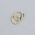 Minimalist S925 sterling silver gold twisted hoop earrings with green teardrop gemstones - Gold (Green Zirconia)