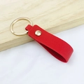 Minimalist red PU leather keychain loop with gold metal ring for car keys and bags - No.9 Bright Red