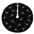 Gonna per albero di Natale in maglia, base nera con bastoncini di zucchero e fiocchi bianchi - Nero/Rosso/Bianco