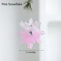 Fiocco di neve rosa in acrilico glitterato da 11,5 cm con fiocco di nastro rosa - Fiocco di Neve Rosa