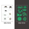 Luminous spider and spider web temporary tattoo stickers glowing green in the dark - Spider Web Style (WS-Y010)