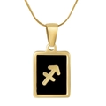 18K gold plated stainless steel square necklace with Sagittarius sign on snake chain - Sagittarius