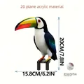 Vibrant 2D acrylic toucan garden stake decoration with colorful yellow beak - No.26 (0.2cm Thickness)