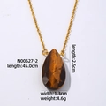 Gold chain necklace with a teardrop tiger eye stone pendant on a white background - Teardrop / Tiger Eye