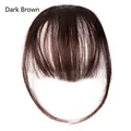 Donkerbruine haarklem voor messy bun met synthetisch haar en gladde pony haarstuk - Air Bangs Haarextensie / Donkerbruin