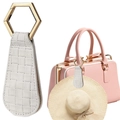 White woven leather magnetic hat clip for bags with a golden hexagonal metal hook - Long Woven White