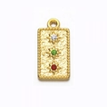 Rectangular gold-plated stainless steel pendant with white, green and red crystals - Rectangle - Multi-Color Stones