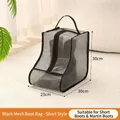 Schwarze Mesh-Stiefeletten-Aufbewahrungstasche mit Griff, Größe 30x30x23cm - Transparent Schwarz Stiefeltasche Kurz