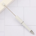 DIY beaded pen with white plastic body and silver metal tip for creative stationery use - Pearl White with Glitter