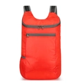 Red folding backpack lightweight outdoor travel casual sports daypack with zip pocket - Red