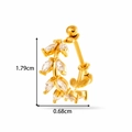 Gold leaf zircon screw earring stud dimensions 1.79cm by 0.68cm piercing jewelry - Leaf Style (2615-9#) / Gold