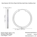 Silver hoop earrings with double row moissanite stones and 32mm diameter size specs - Large Hoop/E13367