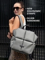 Sac à dos matelassé gris pour femme avec larges bretelles ergonomiques et détails argentés - Gris PU