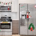 Christmas snowman and Santa handle covers set for fridge, microwave and oven protection - Santa Snowman Reindeer Handle Covers and Decorative Stickers Set