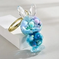 Cute bunny acrylic quicksand keychain with colorful beads and purple gradient finish - Gradient Rope + Colorful Bead Milk Tea Cup / Rabbit Single Clip [Blue]