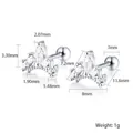 Orecchini a corona in argento S925 con chiusura a vite e pietre in zircone bianco - Argento 925 / Argento