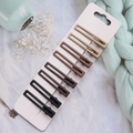 Set of 8 matte coffee-toned geometric duckbill hair clips on display card - 2#-Rectangle (8Pcs)