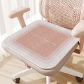 Pink and grey gradient office chair cushion with Happy Day text and silicone non-slip base - Transparent Pink