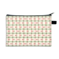 Small zipper pouch with green and pink tulip grid pattern for cosmetic storage - US 6