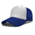 Classic blue and white mesh trucker hat with curved brim for outdoor sports and sun protection - One Size(56-58cm) / Regular White+Blue Patchwork