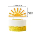 Sunshine themed yellow cake topper decoration for birthday parties with white text - 1 Large Topper