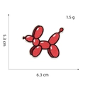 Macro shot of red balloon dog embroidery patch showing 6.3 cm x 5.3 cm size and stitching - Red Series Patch 16#-Balloon Dog