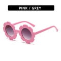 Children's flower-shaped sunglasses in pink frame with grey gradient lenses - Glossy Pink Frame Grey Lens
