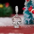 S925 sterling silver snowflake charm with light blue opal and diamond accents - Snowflake Crystal Ball