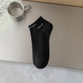 Men's low-cut black sports socks with dual stripes and white 'SPORTS' lettering print - SPORTS Letter / Black