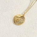 Minimalist 14K gold plated necklace featuring a round sun and moon zircon pendant - Sun Moon Face Style / Gold