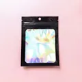 Black resealable packaging bag with transparent window and holographic insert card - 7*10cm Black